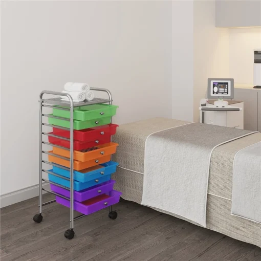Heavy Duty 10 Drawer Rolling Storage Organizing Cart - Image 3