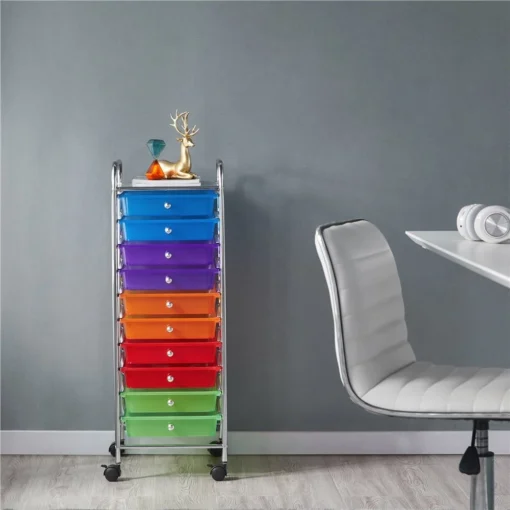 Heavy Duty 10 Drawer Rolling Storage Organizing Cart - Image 2