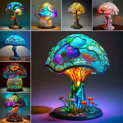 Stained Glass Plant Series Table Lamp - Image 12