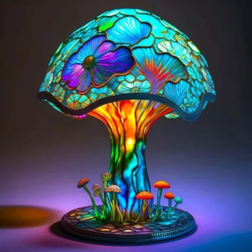 Stained Glass Plant Series Table Lamp - Image 7