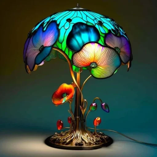 Stained Glass Plant Series Table Lamp - Image 2