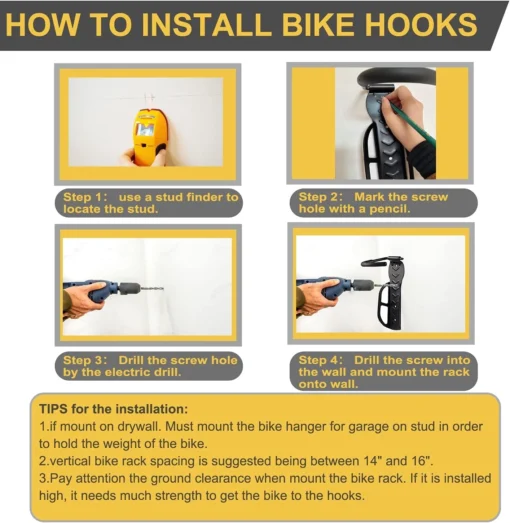 Wall Mounted Bike Hanger Hook Rack - Image 9