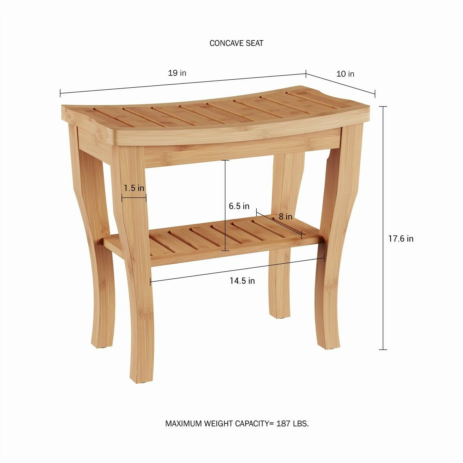 Waterproof Bamboo Wooden Shower Bench Seat With Storage Shelf - Image 5