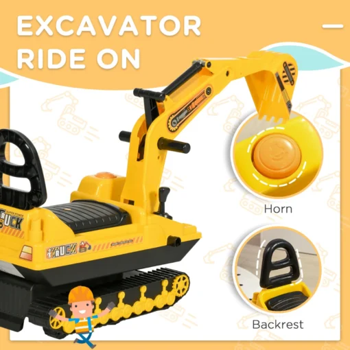 2-in-1 Ride-On Construction Excavator Toy - Image 7