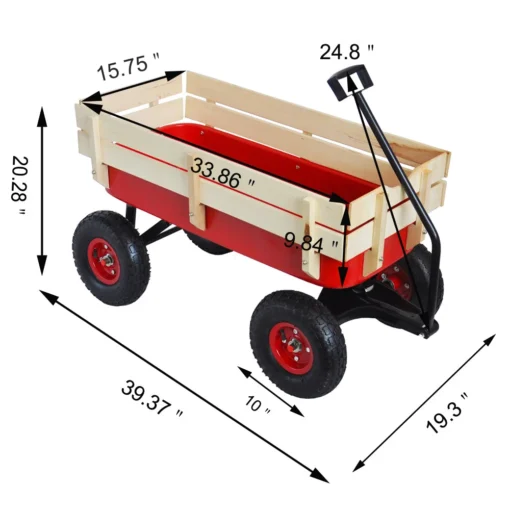 Heavy Duty Outdoor Foldable Kids Red Wagon - Image 11