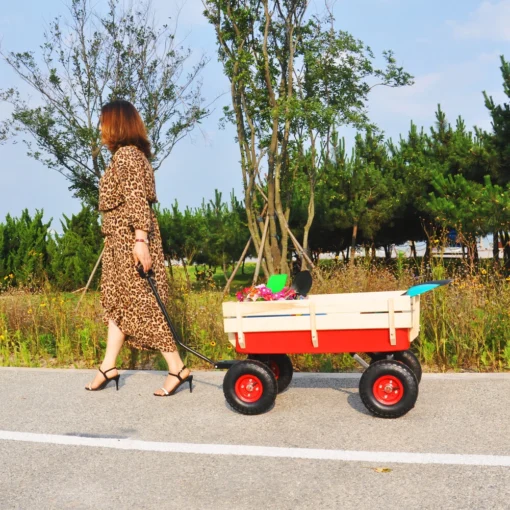 Heavy Duty Outdoor Foldable Kids Red Wagon - Image 2