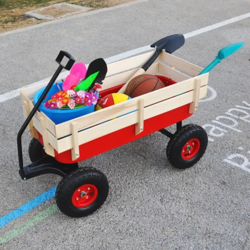 Heavy Duty Outdoor Foldable Kids Red Wagon - Image 4