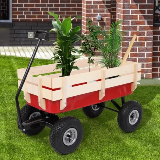 Heavy Duty Outdoor Foldable Kids Red Wagon - Image 3