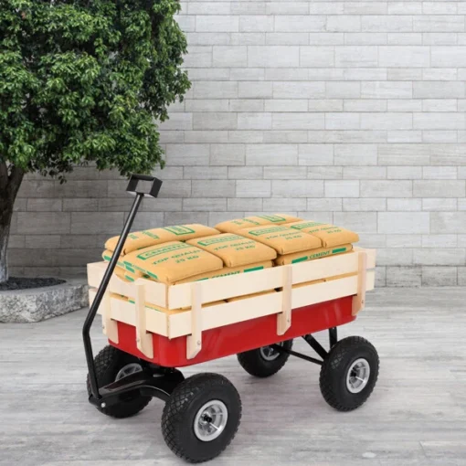 Heavy Duty Outdoor Foldable Kids Red Wagon - Image 5