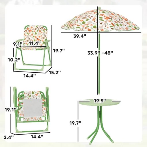 Kids Outdoor Picnic Bench Table Set With Umbrella - Image 8