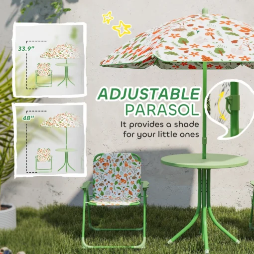 Kids Outdoor Picnic Bench Table Set With Umbrella - Image 5