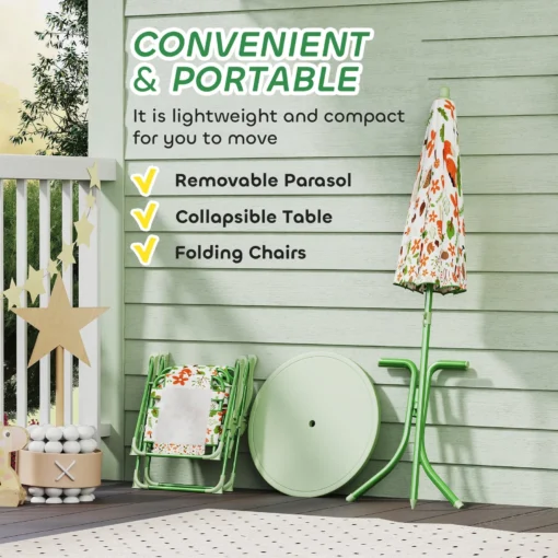 Kids Outdoor Picnic Bench Table Set With Umbrella - Image 6