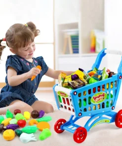 Kids Colorful Play Grocery Shopping Toy Cart