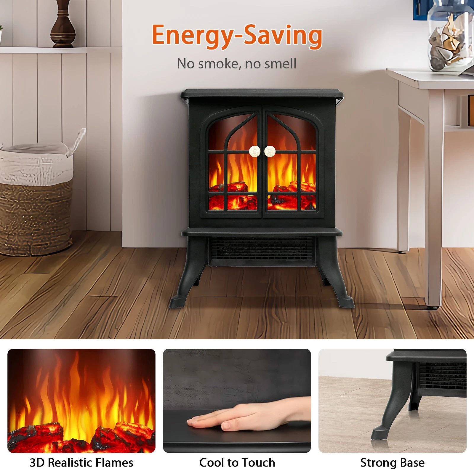 1500W Electric Infrared Fireplace Heater with 3D Flame - Image 9