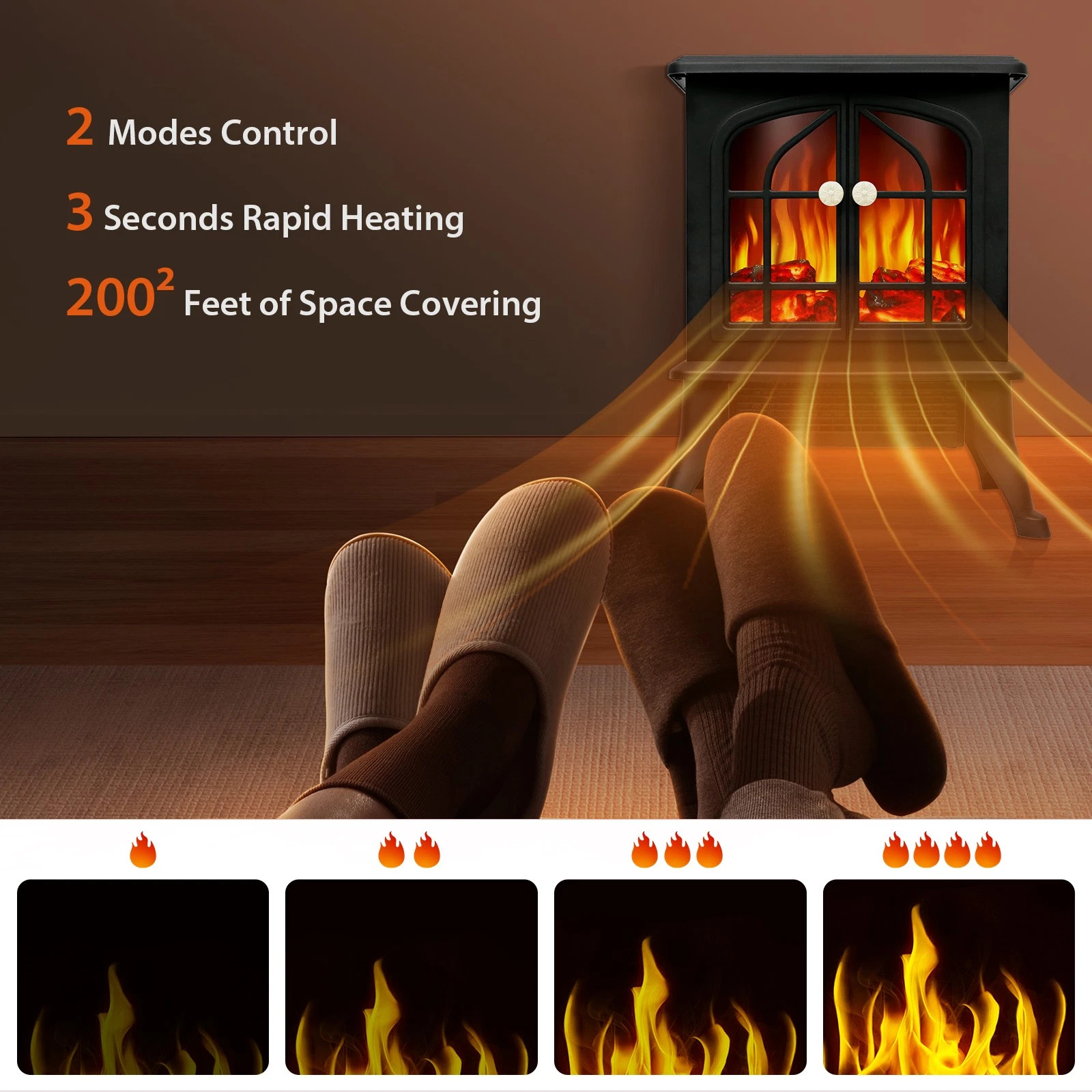 1500W Electric Infrared Fireplace Heater with 3D Flame - Image 8