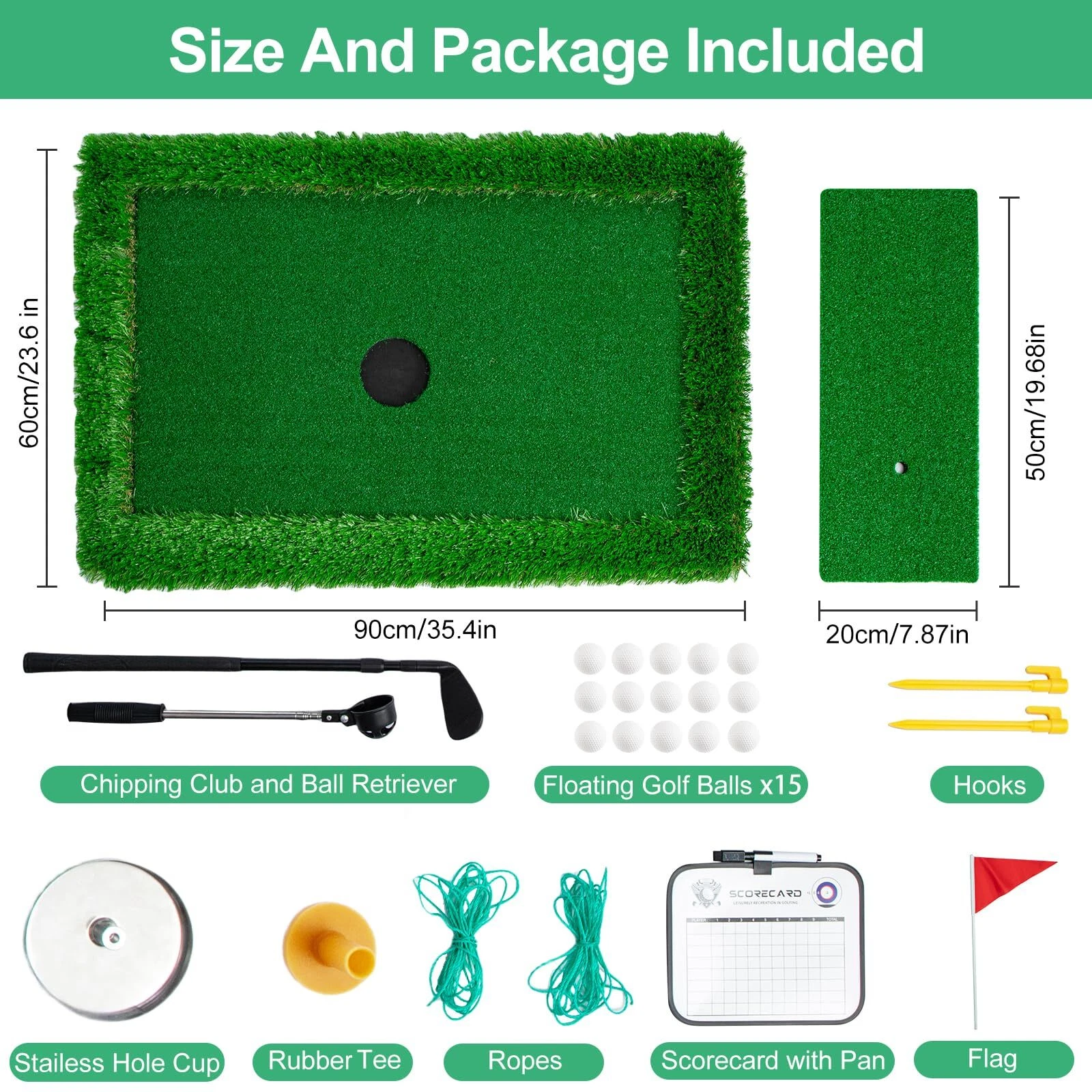 Floating Golf Green for Pool Chipping Green Mat With Ball Retriever - Image 7