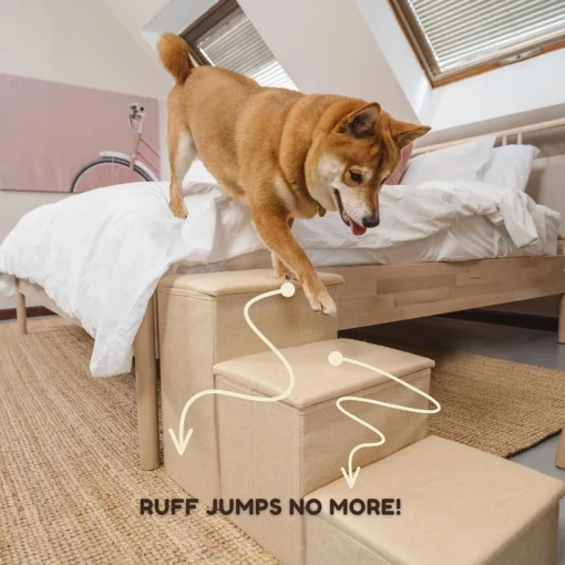Adjustable Dog Pet Stairs with Storage - Image 2