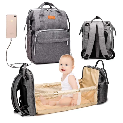 Portable 3 in 1 Travel Baby Crib Bed Diaper Bag