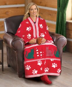 Holiday Themed Wearable Full  Zippered Sleeved Blanket