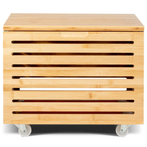 Portable Rolling Large Wooden Toy Storage Chest Box - Image 2