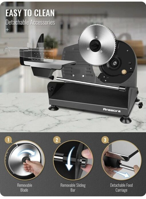 Portable Compact Electric Home Meat Brisket Deli Slicer 7.5" - Image 4