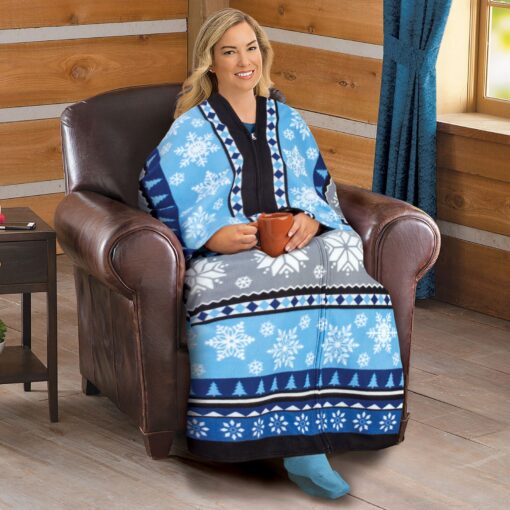 Holiday Themed Wearable Full  Zippered Sleeved Blanket - Image 2