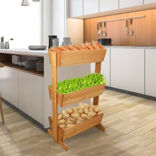 Large Wooden 3 Tier Vertical Raised Garden Planter Stand - Image 4