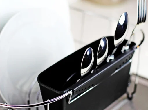 Over Sink Dish Drying Rack with Cutlery Holder - Image 4