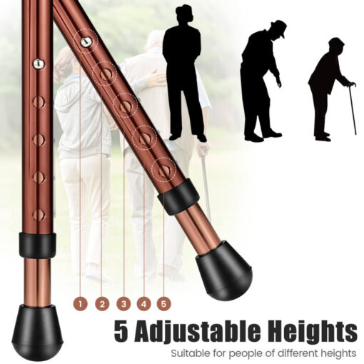 Adjustable Lightweight Folding Cane Seat with Light - Image 11